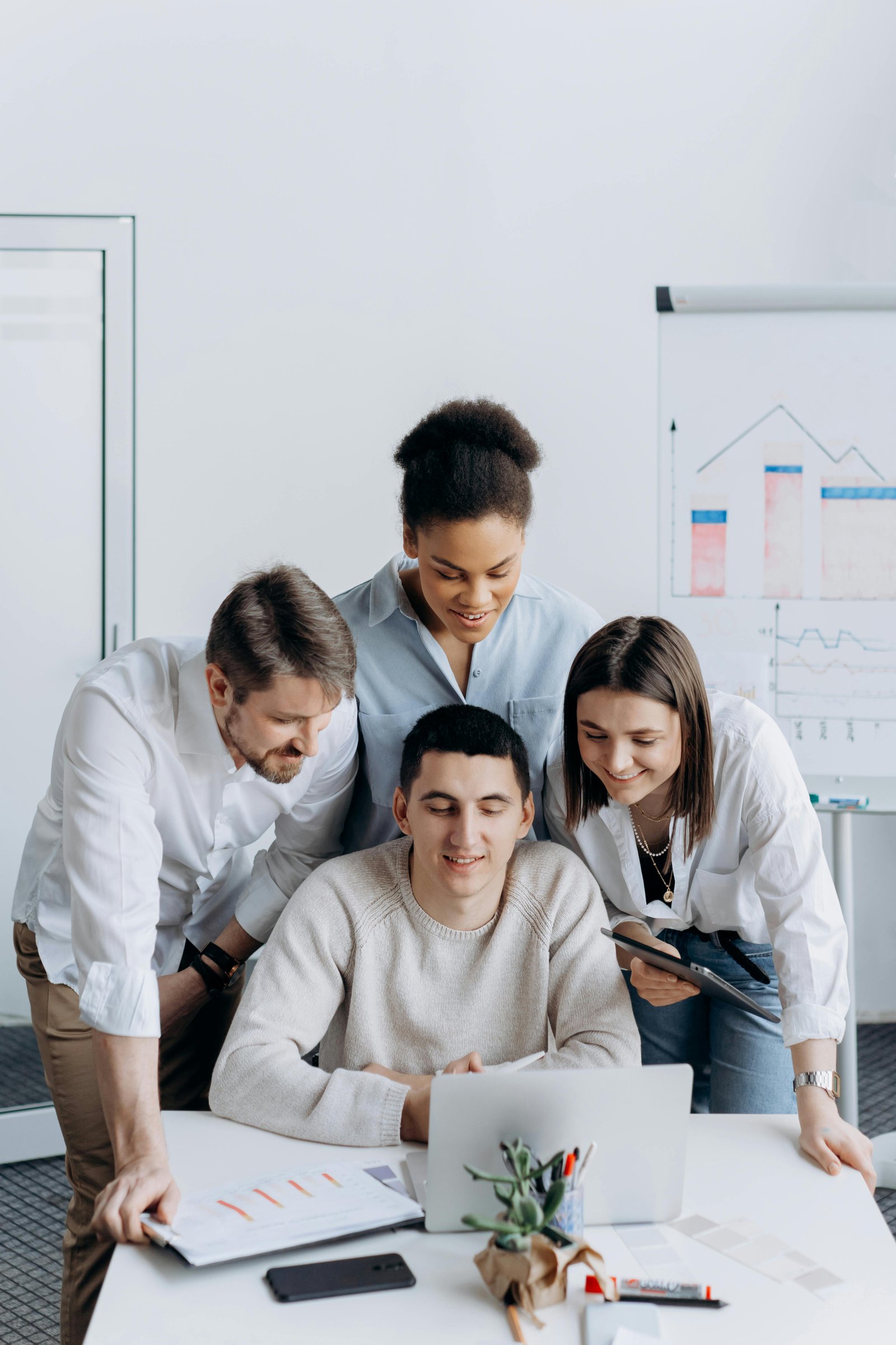 A group of businesspeople working as a team